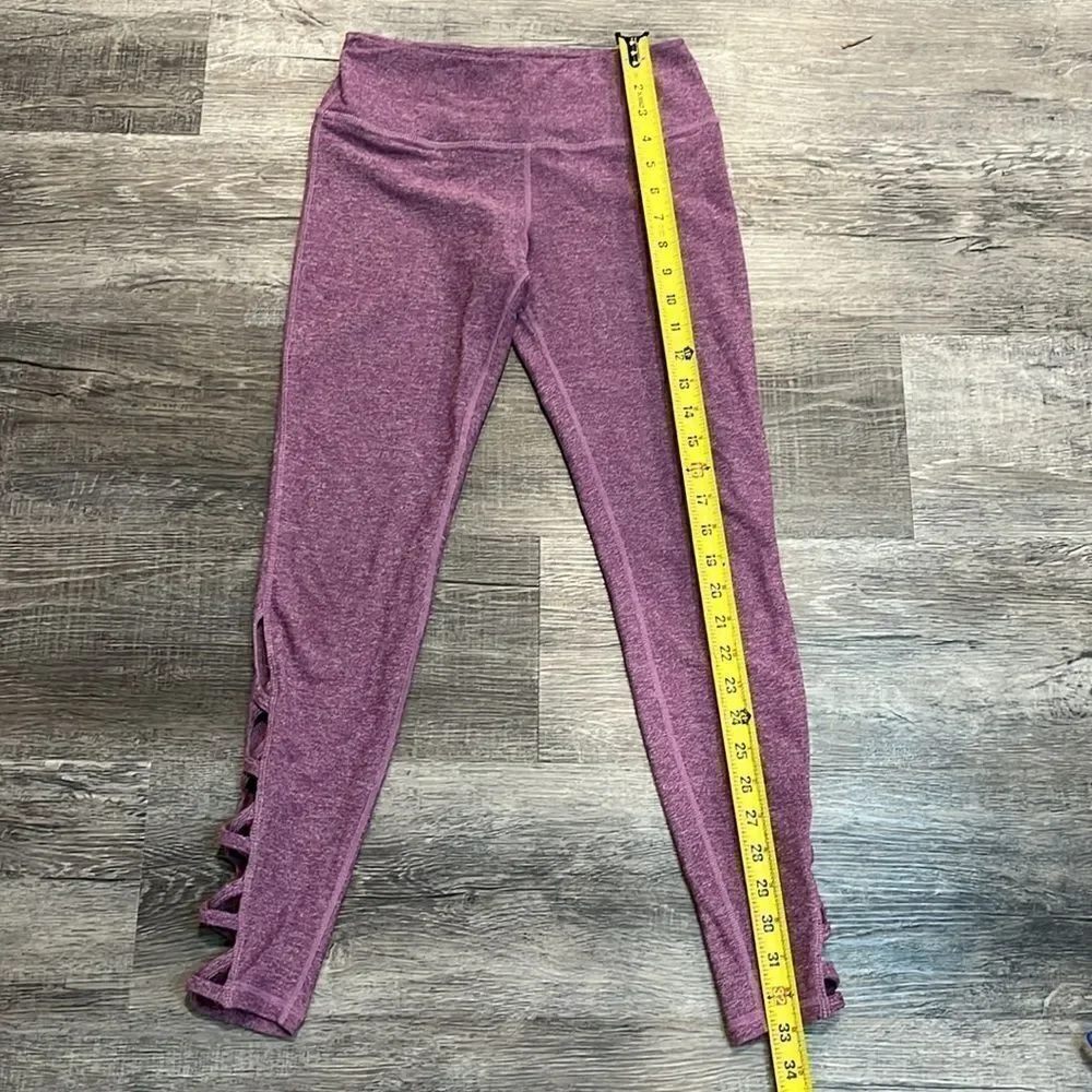 GLYDER lavender purple cropped lace up workout leggings XS